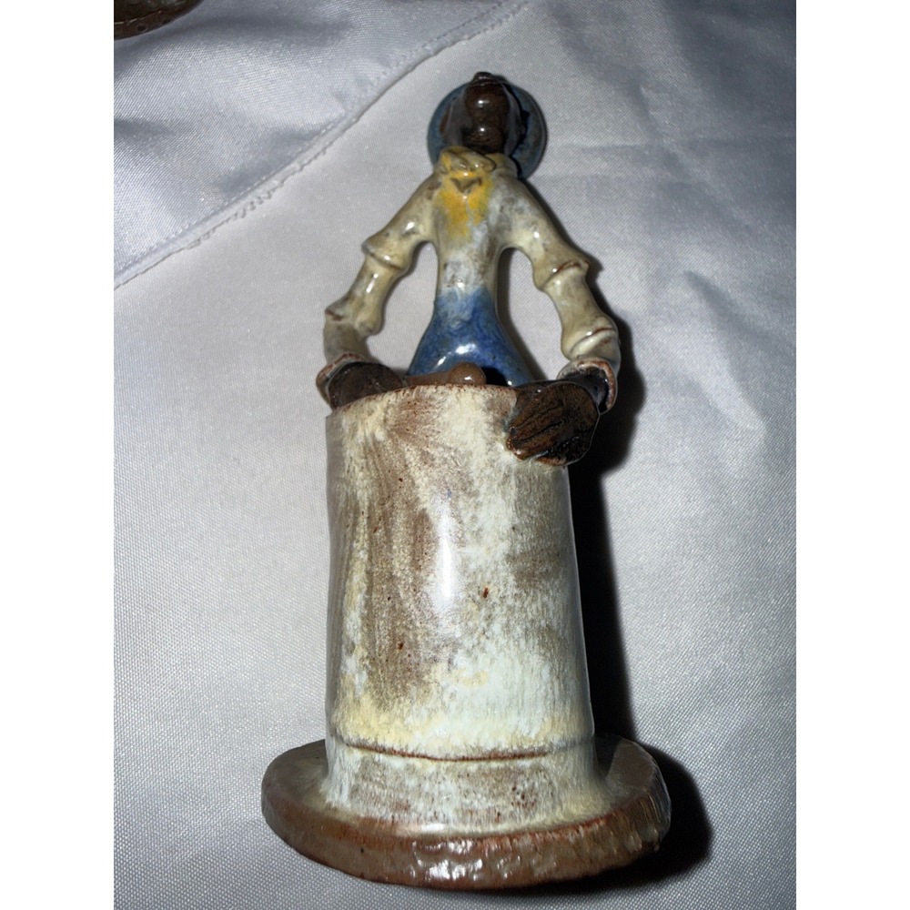 Antigua Pottery Ltd Studio Art Pottery Figurine Man with Barrel Handcrafted